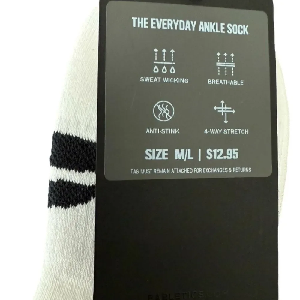 Fabletics White Everyday Ankle Socks M/L New Low Cut Athletic Running Gym